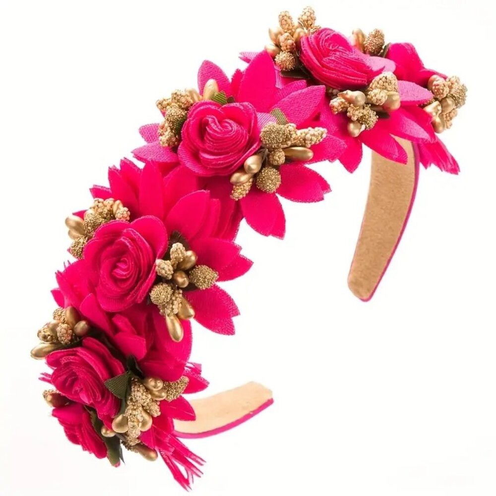 Rose Red Rose & Gold Foliage Headband